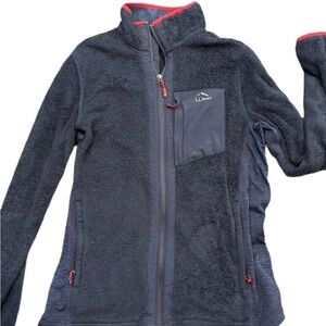 L.L.Bean Dark Blue Fleece Zip Up with Red Accents